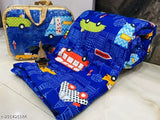 Blue car print reversible cotton comforter, soft & super soft for kids beds, ideal for all seasons