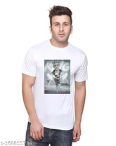 Danish Zehen latest polyester t-shirt, short sleeves, printed net design. Sizes: M (38in), L (40in), XL (42in), XXL (44in). Made in India