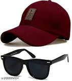 Stylish Ediko Cap and Black Karam Sunglasses Combo Pack for Men and Women, modern headwear and eyewear set with printed design, on display