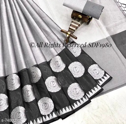 Tissue silk saree, solid pattern, free size, India origin