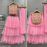 Embroidered Art Silk choli with net dupatta and lace accents, up to 39 inch waist, semi-stitched Lehenga with umbrella flair