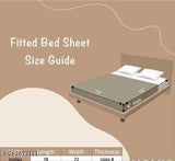 Glace cotton, white fitted king size double bedsheet with 2 pillow covers (72x78), ideal for modern/classic home decor. Premium quality elastic fitted bedsheet with digital print design
