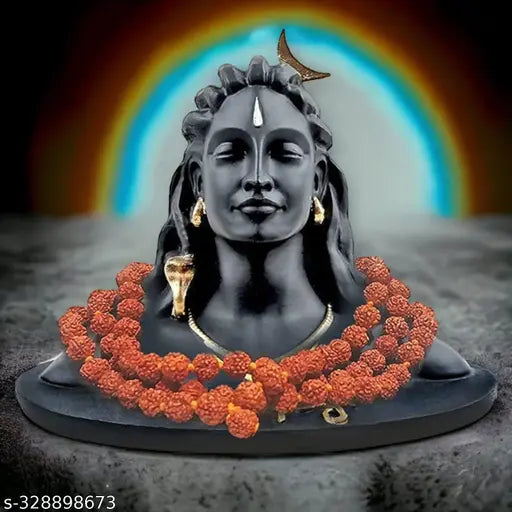 Resin Adiyogi Rudraksha statue, 9cmx8cmx11cm, car dashboard decor for home or office puja and gift items