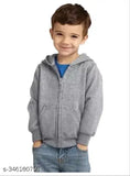 Grey wool baby zip hoodies, solid pattern for 2-8 years old