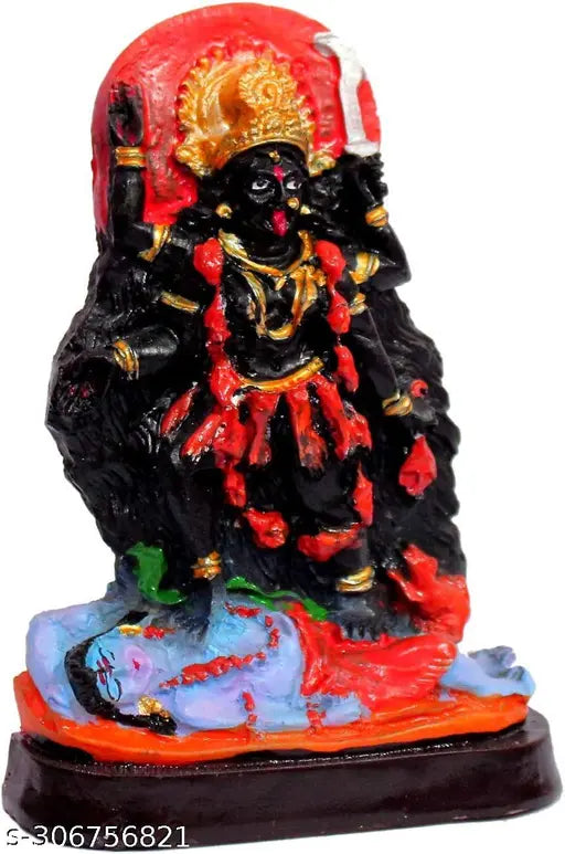 Handcrafted 12cm Mini Resin Kali Statue - Indian Religious Figurine for Car Dashboard Decor