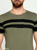 Multicolor cotton blend round striped t-shirt for men, short sleeves by AUSK