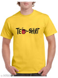 Mens stylish cotton-blend roundneck halfsleeve TEA SHIRT, printed design on short sleeves, size M (chest 38 in, length 27 in)