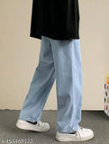Light blue cotton baggy, solid color, regular fit with straight legs for men - India origin, size 28/waist 28in, length 40in, hip 35in