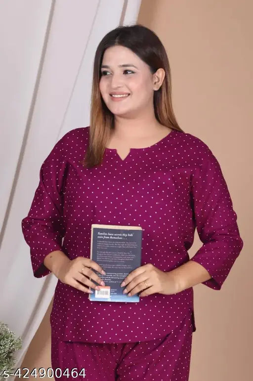 Rayon printed nightsuit for women, high-quality sleepwear on hanger