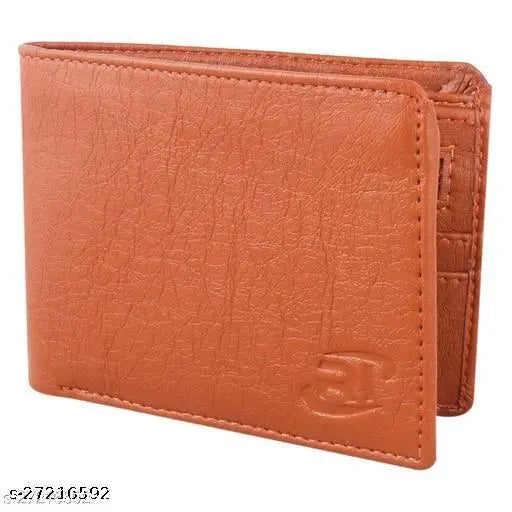 Elegant tan artificial leather wallet, classic design with 10 card slots for modern men, stylish and functional wallet