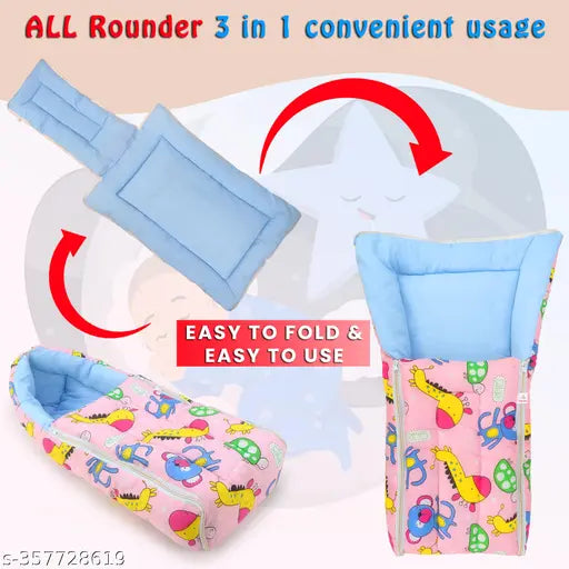 Printed cotton unisex sleeping bag, 3-in-1 baby bed for co-sleeping, suitable for newborn to 9 months