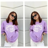 Lavender cotton-blend oversized t-shirt combo, versatile casual wear with printed graphics for women's stylish, comfortable fit