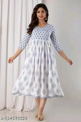 Singal blue rayon three-quarter sleeve blouse with printed combo, Indian fashion wear