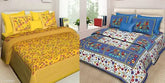Jaipuri cotton queen-size bedsheets set of 2, soft & breathable Indian-made cotton sheets with 4 pillowcases