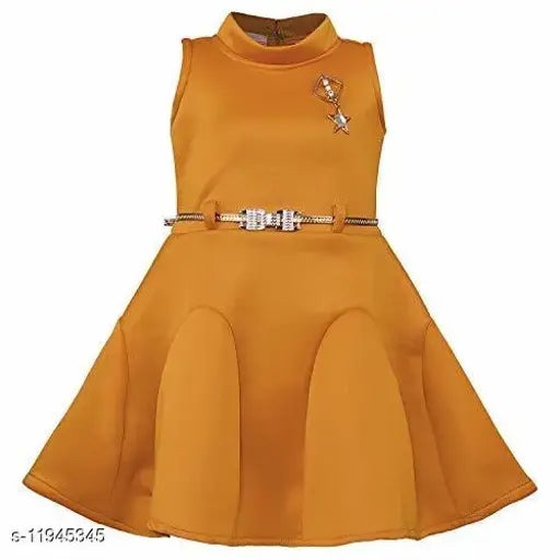 Girls mustard polyester sleeveless frock dress - single 12-18 months, India origin