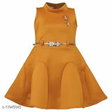 Girls mustard polyester sleeveless frock dress - single 12-18 months, India origin
