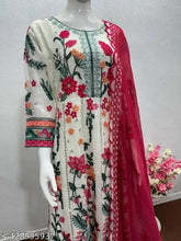 New designer Georgette Pakistani work suit with short sleeves and printed net pattern, vibrant for party wear on model