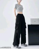 Solid polyester pants, Indian-made casual wear in sizes XS to XXXL