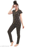 Ash grey hosiery half sleeve shirt & pyjama night suit, printed net women's loungewear from TipTop Dreams India