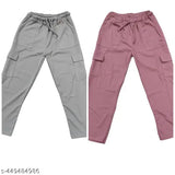 Grey and onion cotton blend stylish cargo lower trousers and pants, soft fabric with cotton rise lining, features four pockets - made in India