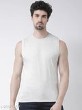 Men's grey cotton sleeveless t-shirt, solid design, high-quality print, 175-180 GSM cotton, S-38, M-38, L-40, XL-42, XXL-44