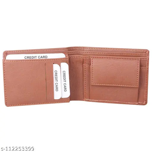 Brown faux leather men's wallet, high quality & durable, 2 compartments, free size
