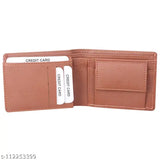 Brown faux leather men's wallet, high quality & durable, 2 compartments, free size