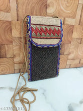 Jute mobile cover sling for girls, self-designed pattern, free size, India origin