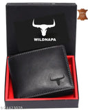 High-quality black full-grain leather RFID protected men's wallet, featuring 2 cash compartments, 8 card slots, and a coin pocket. Comes with gift box. Perfect for Diwali, Christmas, or other special occasions