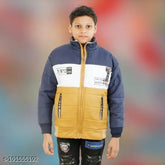 Multicolor polyester Kids Boys LQT Winter Bomber Jacket with long sleeves and colorblocked design, available in various sizes from 2-10 years