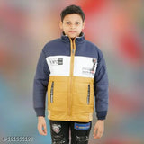 Multicolor polyester Kids Boys LQT Winter Bomber Jacket with long sleeves and colorblocked design, available in various sizes from 2-10 years