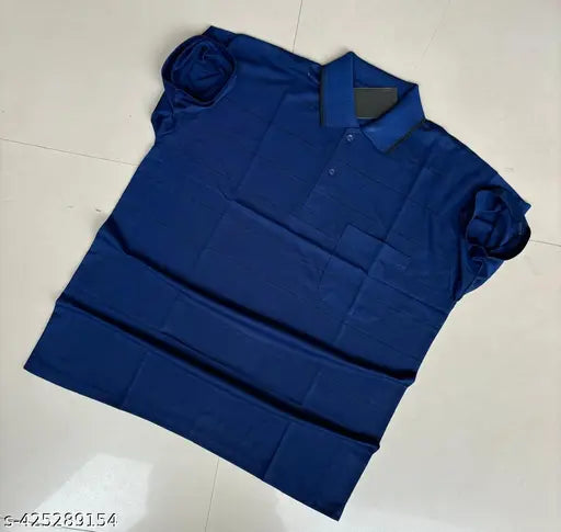 Men's cotton polo t-shirt, regular fit, half sleeve with pocket - striped casual t-shirt in XXL (42in chest, 27.5in length) from Seven O Seven