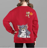 Cotton blend sweatshirt for girls with Tom and Jerry front and back printed, ideal for ages 1-10 years, made in India