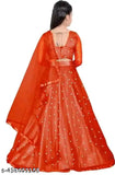 Embellished net lehenga and dupatta for kids, Indian traditional clothing with long sleeves, size 2-15 years