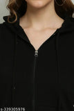 Fleece winter hood jacket, solid color fleece jacket for women's fashion, AAIRAS brand, India-made