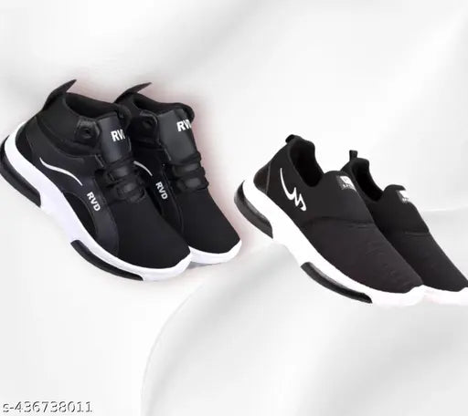 Multicolor EVA sole men's running shoes (Black), stylish casual combo pack for boys, ideal for trekking & outdoors