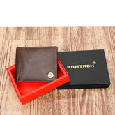 Leather Solid Brand Logo Embellished Wallet, compact and functional for optimal organization, free size (9cm x 11cm), India origin