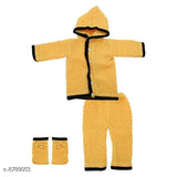 Yellow wool hoodie sweater with long sleeves, self-designed net pattern for baby, sizes 0-6 months, made in India