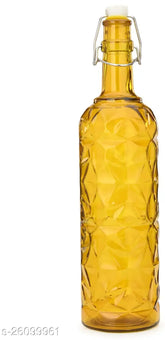 Afast yellow airtight glass water bottle (1000ML), perfect for serving and storage