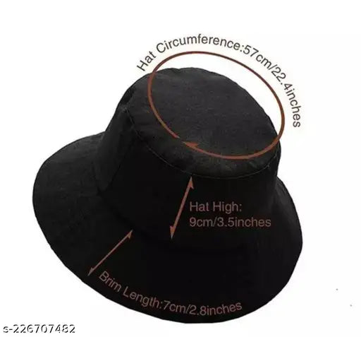 Solid cotton unisex bucket sun hat, perfect for outdoor activities and fishing. Wide eaves for sun protection, one size fits most." (109 characters)
