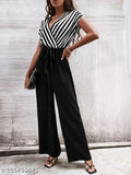 Classic fashionable women's sleeveless lycra jumpsuit with printed net pattern, size S (36-34-38)