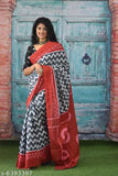 Mulmul printed saree with separate blouse piece, free size, Indian origin
