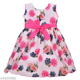 Silver georgette knee-length dress fe85wht for baby girls, spruce up wardrobe with self-design net style, sleeveless and comfortable