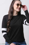 Cotton blend solid color round neck full sleeve T-shirt for women, size S-XXL, made in India