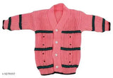 Pink wool sweater, long-sleeve striped design, 0-6 months size, Indian origin