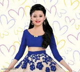 Embroidered kids lehenga set, net with semi-stitched solid top and three-quarter sleeves, in various sizes from 8-12 years old, made in India