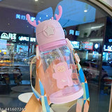 Trendy pink silicone water bottle for kids, BPA-free, 600ml capacity, with leakproof straw