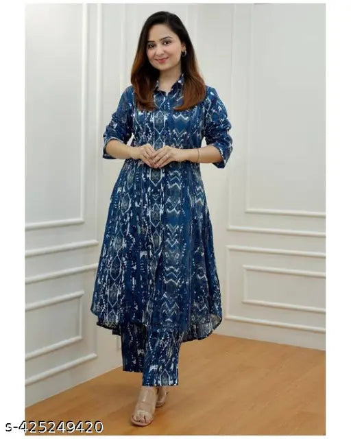 Rayon printed coord set for all age women, three-quarter sleeve kurti and palazzo pant set, stylish ethnic wear for women's wardrobe upgrade