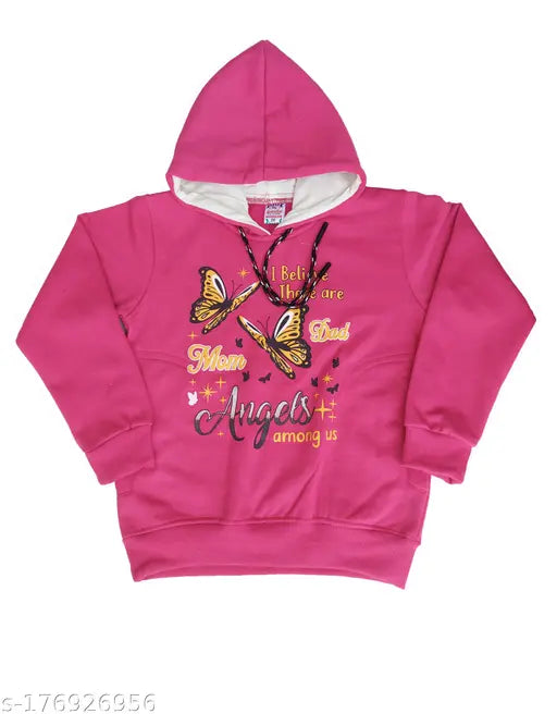 Cotton printed hoodie for girls, soft and breathable winter wear, 3-4 years size