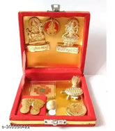 Red brass Shri Dhanlaxmi Kuber Yantra, Indian god idol for financial success and wealth